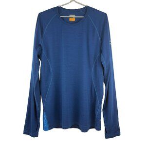 ICEBREAKER Merino 200 Long Sleeve Crew Base Layer Thumbholes Blue T-Shirt Sz L